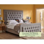 Emperor Bed Easdale Customers Own Material High Headend High Footend Self Buttoned Chrome Studs