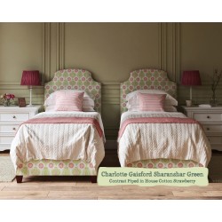 Single Bed Puffin Charlotte Gaisford Sharanshar Green Contrast Piped House Cotton Strawberry