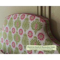 Single Bed Puffin Charlotte Gaisford Sharanshar Green Contrast Piped House Cotton Strawberry