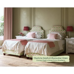 Single Bed Puffin Charlotte Gaisford Sharanshar Green Contrast Piped House Cotton Strawberry