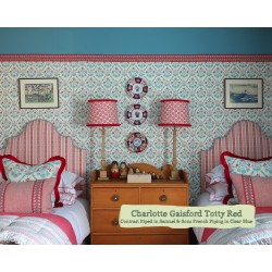Single Bed Samson Charlotte Gaisford Totty Red Contrast Piped Samuel and Sons French Piping Clear Blue