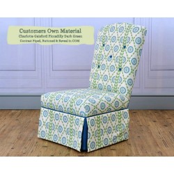 Lossie Chair Charlotte Gaisford Piccadilly Dark Green Contrast Piped Buttoned and Reveals COM