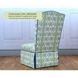 Lossie Chair Charlotte Gaisford Piccadilly Dark Green Contrast Piped Buttoned and Reveals COM