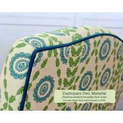 Lossie Chair Charlotte Gaisford Piccadilly Dark Green Contrast Piped Buttoned and Reveals COM