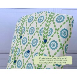 Lossie Chair Charlotte Gaisford Piccadilly Dark Green Contrast Piped Buttoned and Reveals COM