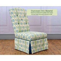 Lossie Chair Charlotte Gaisford Piccadilly Dark Green Contrast Piped Buttoned and Reveals COM