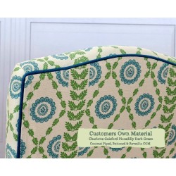 Lossie Chair Charlotte Gaisford Piccadilly Dark Green Contrast Piped Buttoned and Reveals COM