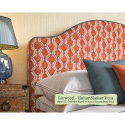 Barra Headboard in Linwood Helter Skelter Etna, 89cm High, Contrast Piped in Romo Linara Steel Blue