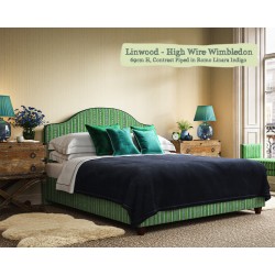 Barra Headboard in Linwood High Wire Wimbledon, 69cm High, Contrast Piped in Romo Linara Indigo