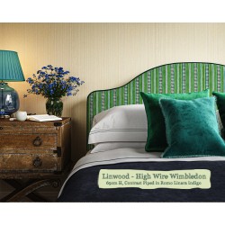 Barra Headboard in Linwood High Wire Wimbledon, 69cm High, Contrast Piped in Romo Linara Indigo