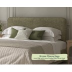 Super King Faray Headboard House Weave Sage 77cm Brushed Black Strip Studs