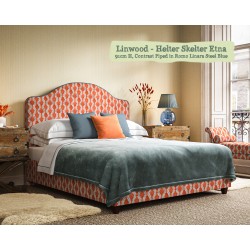 Barra Headboard in Linwood Helter Skelter Etna, 91cm High, Contrast Piped in Romo Linara Steel Blue