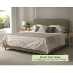 Super King Faray Headboard House Weave Sage 77cm Brushed Black Strip Studs