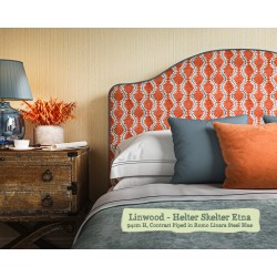 Barra Headboard in Linwood Helter Skelter Etna, 94cm High, Contrast Piped in Romo Linara Steel Blue