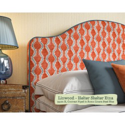 Barra Headboard in Linwood Helter Skelter Etna, 94cm High, Contrast Piped in Romo Linara Steel Blue