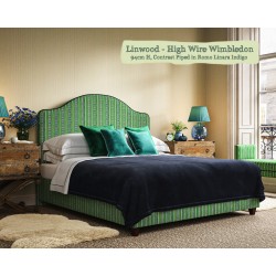 Barra Headboard in Linwood High Wire Wimbledon, 94cm High, Contrast Piped in Romo Linara Indigo