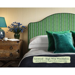 Barra Headboard in Linwood High Wire Wimbledon, 97cm High, Contrast Piped in Romo Linara Indigo