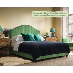 Barra Headboard in Linwood High Wire Wimbledon, 99cm High, Contrast Piped in Romo Linara Indigo