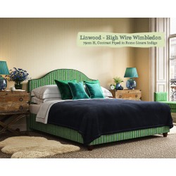 Barra Headboard in Linwood High Wire Wimbledon, 79cm High, Contrast Piped in Romo Linara Indigo