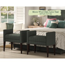 Shown in Moon Wool Glen Lyon Teal, with Self Piping and Dark Legs