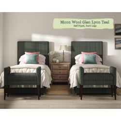 Shown in Moon Wool Glen Lyon Teal, with Self Piping and Dark Legs