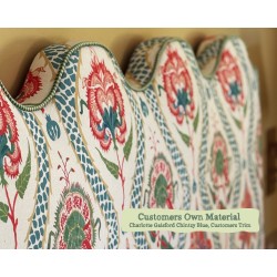 Single Solas Headboard in Charlotte Gaisford Chintzy Blue, Customers Own Trim Edge Finish, 77cm High
