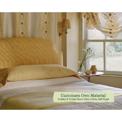 Puffin Headboard in Colefax & Fowler Eaton Plain Ochre, Self Piped Edge Finish