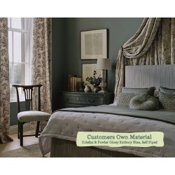 Harris Headboard in Colefax Fowler Embury Blue F4936-01, 77cm High, Self Piped Edge Finish, Fixed Cover