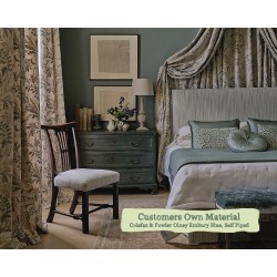 Harris Headboard in Colefax Fowler Embury Blue F4936-01, 77cm High, Self Piped Edge Finish, Fixed Cover