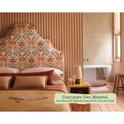 Samson Headboard in Jane Churchill Kashmar Red, Contrast Piped Edge Finish in COM Otis Terracotta