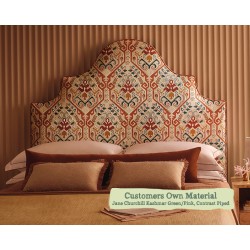 Samson Headboard in Jane Churchill Kashmar Red, Contrast Piped Edge Finish in COM Otis Terracotta