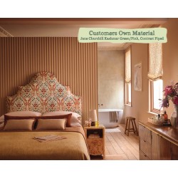 Samson Headboard in Jane Churchill Kashmar Red, Contrast Piped Edge Finish in COM Otis Terracotta