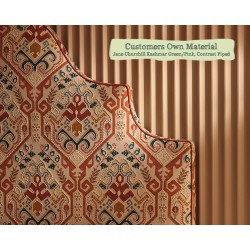 Samson Headboard in Jane Churchill Kashmar Red, Contrast Piped Edge Finish in COM Otis Terracotta