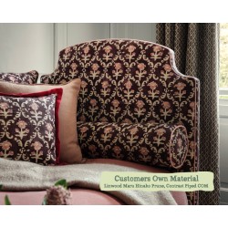 Puffin Daybed in Linwood Maru Hinako Prune, Contrast Piped in COM, High Headend + Footend, With Drawer + Bolsters