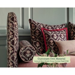 Puffin Daybed in Linwood Maru Hinako Prune, Contrast Piped in COM, High Headend + Footend, With Drawer + Bolsters