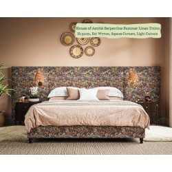 Bute in House of Amitié Serpentine Summer Linen Union, 132cm H, 77cm W extensions, square corners, light cutouts.