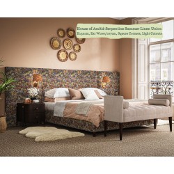 Bute in House of Amitié Serpentine Summer Linen Union, 132cm H, 100cm W extensions, square corners, light cutouts.