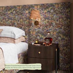 Bute in House of Amitié Serpentine Summer Linen Union, 132cm H, 100cm W extensions, square corners, light cutouts.