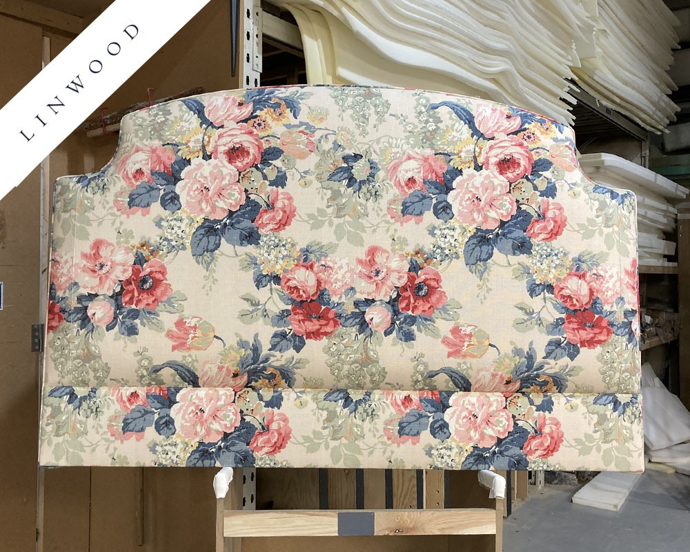 Kingsize Puffin Headboard Linwood Albertine Indigo/Pink DD