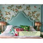 Single Bed Kerrera Customers Own Material Ivory Braid Brushed Black Nails Contrast Piped to Match Braid