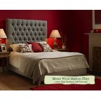 Single Bed Lismore Moon Wool Melton Flint 175cm High Headend Self Buttoned