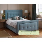 Single Bed Jura Customers Own Material 150cm Low Headend High Buttoned Footend Self Buttoned Vintage Studs