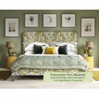 Single Grand Bed Faray Rapture and Wright Tabriz Pale Celadon 127cm Height 11mm Vintage Strip Studs