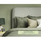 Single Grand Bed Faray Basket Weave Sky 116cm Height Back Tacked Edge