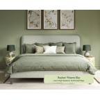 Single Grand Bed Faray Basket Weave Sky 116cm Height Back Tacked Edge