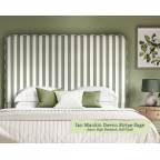 Single Grand Bed Faray Ian Mankin Devon Stripe Sage 165cm Height Self Piped