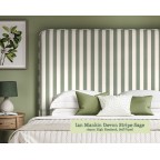 Single Grand Bed Faray Ian Mankin Devon Stripe Sage 165cm Height Self Piped