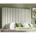 Single Grand Bed Faray Ian Mankin Devon Stripe Sage 165cm Height Self Piped