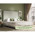 Single Grand Bed Faray Ian Mankin Devon Stripe Sage 165cm Height Self Piped