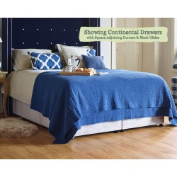 Single Divan Bed Base Continental Drawers Square Adjoining Corners Black Glides